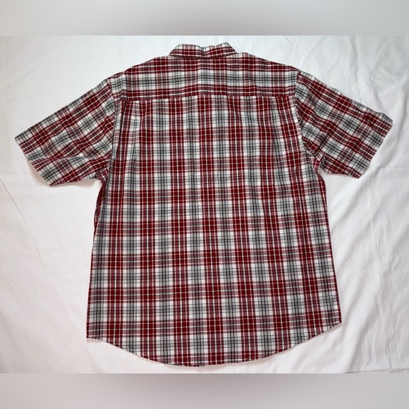 Wolverine NWT Men’s Size L Mortar Short Sleeve Dark Brick Red Plaid Casual Shirt - Picture 8 of 8